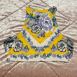 Free People Yellow and Purple Floral Tank Top